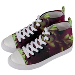 Green Glowing Flower Women s Mid-top Canvas Sneakers by okhismakingart