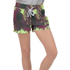 Green Glowing Flower Women s Velour Lounge Shorts by okhismakingart