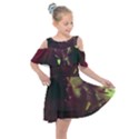 Green Glowing Flower Kids  Shoulder Cutout Chiffon Dress View1