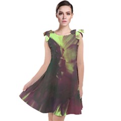 Green Glowing Flower Tie Up Tunic Dress