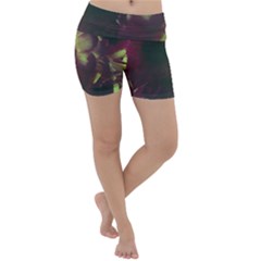 Green Glowing Flower Lightweight Velour Yoga Shorts