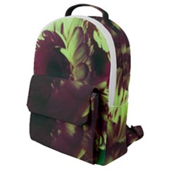 Green Glowing Flower Flap Pocket Backpack (small)