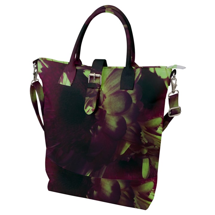 Green Glowing Flower Buckle Top Tote Bag