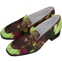 Green Glowing Flower Women s Chunky Heel Loafers View2