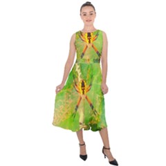 Orb Spider Midi Tie-back Chiffon Dress