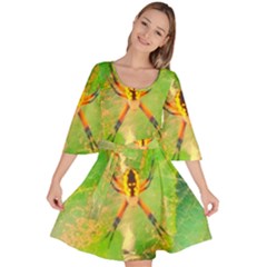 Orb Spider Velour Kimono Dress