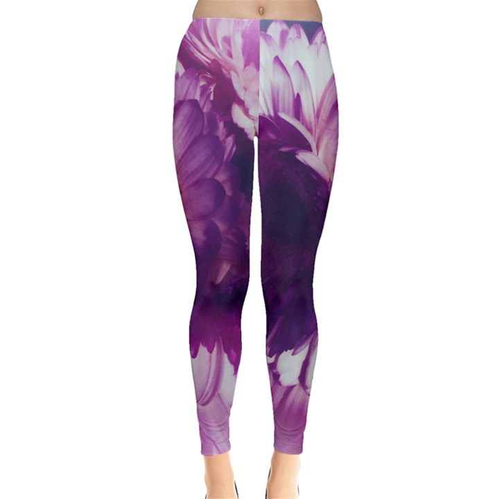 Blue Glowing Flowers Leggings 