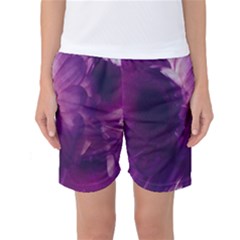 Blue Glowing Flowers Women s Basketball Shorts by okhismakingart