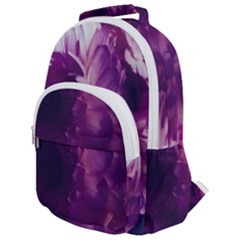 Blue Glowing Flowers Rounded Multi Pocket Backpack