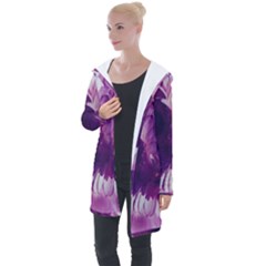 Blue Glowing Flowers Longline Hooded Cardigan