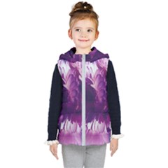 Blue Glowing Flowers Kids  Hooded Puffer Vest by okhismakingart