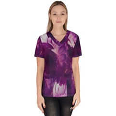 Blue Glowing Flowers Women s V-neck Scrub Top by okhismakingart