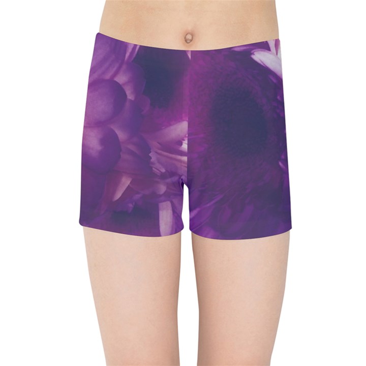 Blue Glowing Flowers Kids  Sports Shorts