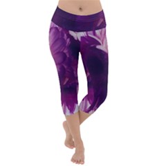 Blue Glowing Flowers Lightweight Velour Capri Yoga Leggings