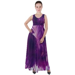 Blue Glowing Flowers Empire Waist Velour Maxi Dress