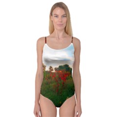 Red Weeds Camisole Leotard  by okhismakingart