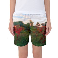 Red Weeds Women s Basketball Shorts by okhismakingart