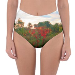 Red Weeds Reversible High-waist Bikini Bottoms by okhismakingart