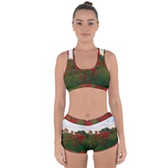 Red Weeds Racerback Boyleg Bikini Set by okhismakingart