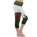 Red Weeds Lightweight Velour Capri Yoga Leggings View3