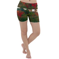 Red Weeds Lightweight Velour Yoga Shorts by okhismakingart