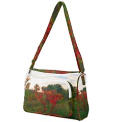 Red Weeds Front Pocket Crossbody Bag by okhismakingart