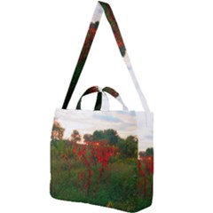 Red Weeds Square Shoulder Tote Bag