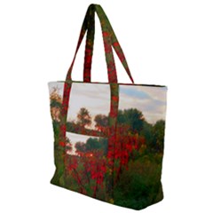 Red Weeds Zip Up Canvas Bag by okhismakingart