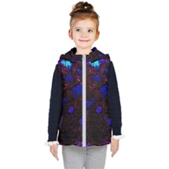 Red-edged Blue Sedum Kids  Hooded Puffer Vest by okhismakingart