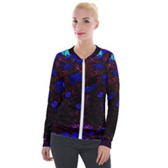 Red-edged Blue Sedum Velour Zip Up Jacket