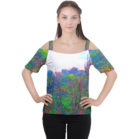 Neon Weeds Cutout Shoulder Tee by okhismakingart