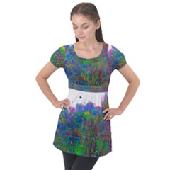 Neon Weeds Puff Sleeve Tunic Top by okhismakingart