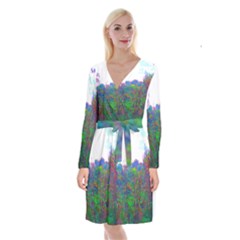 Neon Weeds Long Sleeve Velvet Front Wrap Dress by okhismakingart