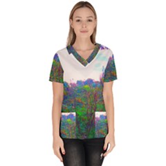 Neon Weeds Women s V-neck Scrub Top by okhismakingart