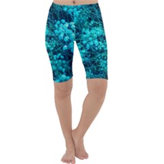 Blue-green Compound Flowers Cropped Leggings  by okhismakingart