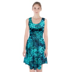 Blue-green Compound Flowers Racerback Midi Dress by okhismakingart