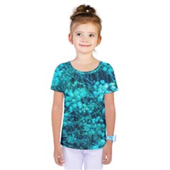 Blue-green Compound Flowers Kids  One Piece Tee