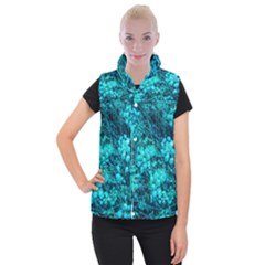 Blue-green Compound Flowers Women s Button Up Vest