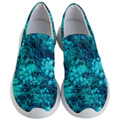 Blue-green Compound Flowers Women s Lightweight Slip Ons