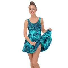 Blue-green Compound Flowers Inside Out Casual Dress