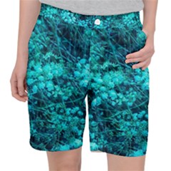 Blue-green Compound Flowers Pocket Shorts