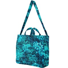 Blue-green Compound Flowers Square Shoulder Tote Bag by okhismakingart