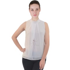 Hanging Spider Mock Neck Chiffon Sleeveless Top