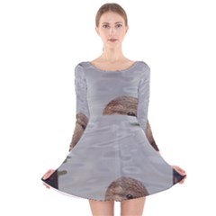 Framed Ducks Long Sleeve Velvet Skater Dress by okhismakingart