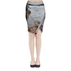 Framed Ducks Midi Wrap Pencil Skirt by okhismakingart