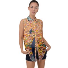 Luna Standing Sleeveless Chiffon Button Shirt