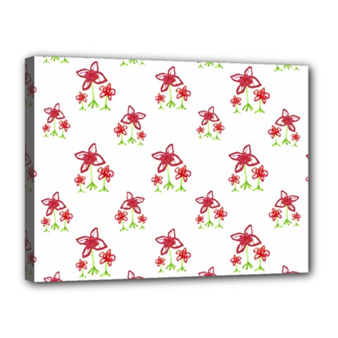 Cute Floral Drawing Motif Pattern Canvas 16  X 12  (stretched) by dflcprintsclothing