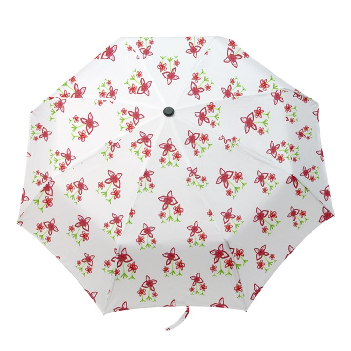 Cute Floral Drawing Motif Pattern Folding Umbrellas