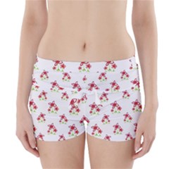 Cute Floral Drawing Motif Pattern Boyleg Bikini Wrap Bottoms