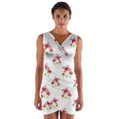 Cute Floral Drawing Motif Pattern Wrap Front Bodycon Dress by dflcprintsclothing